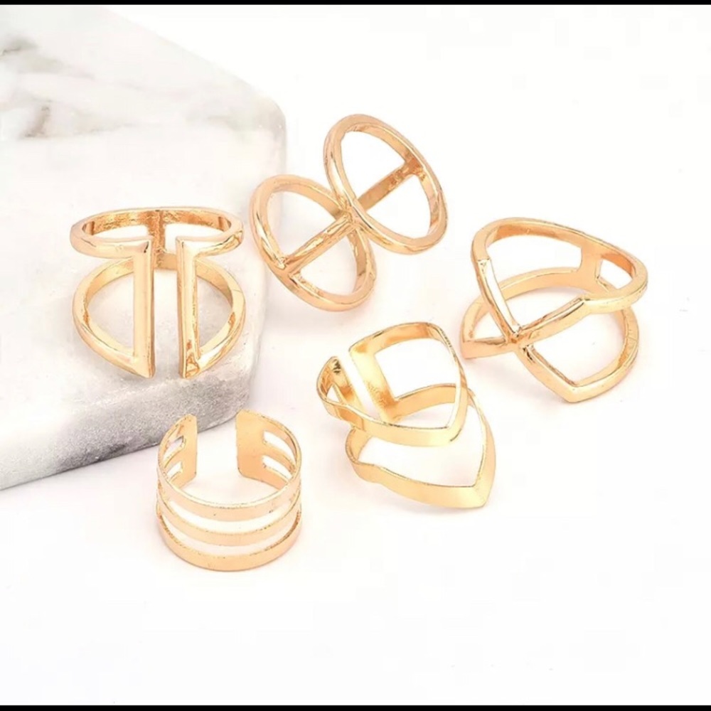 Set of 5 Geometric rings - Picture 4 of 4